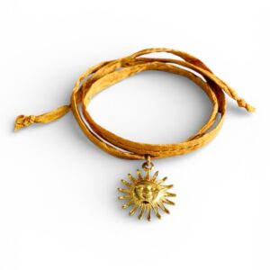 Zon – zijden wikkelarmband (camel)